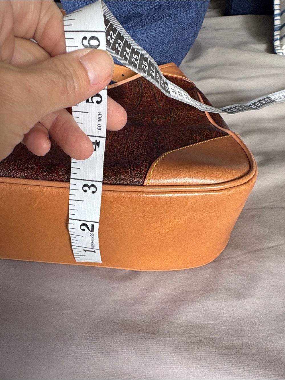 Etro Brown Paisley Shoulder Bag with Tan Leather Trim - Picture 14 of 14